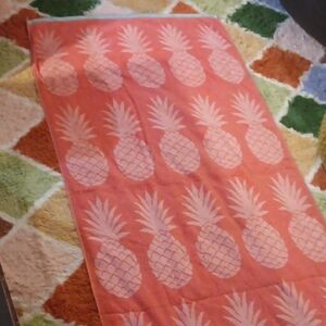 Coral Pineapple Beach Towel - Stylish Tropical Print